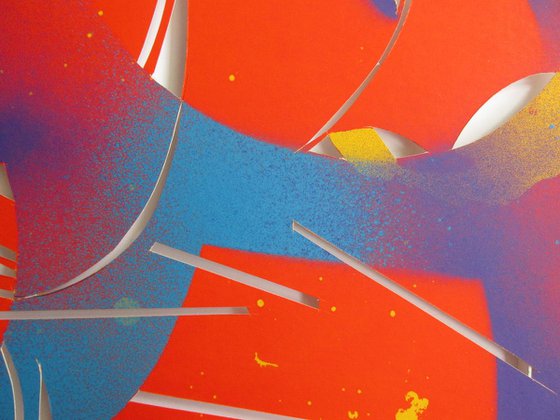 abstract painting with paper cut #4