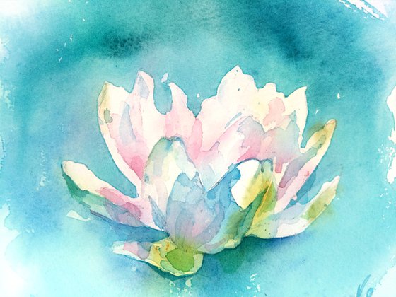 Original watercolor painting "Lotus - the flower of life"