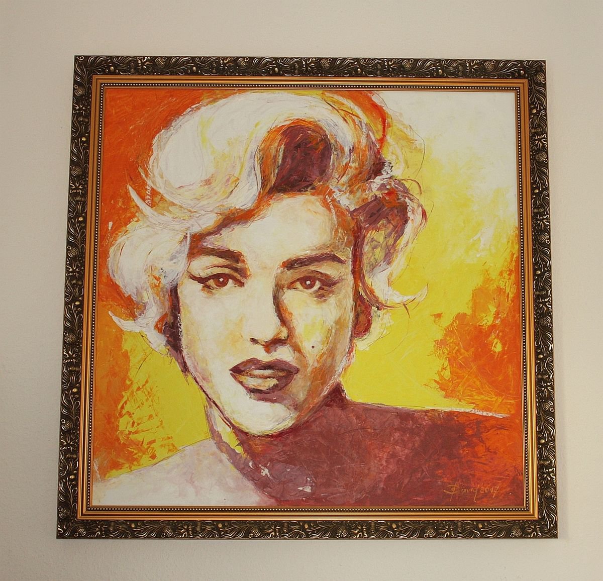 Expressive Portrait Oil Painting By Olga David, 36 X 36", Passion, Original Artwork