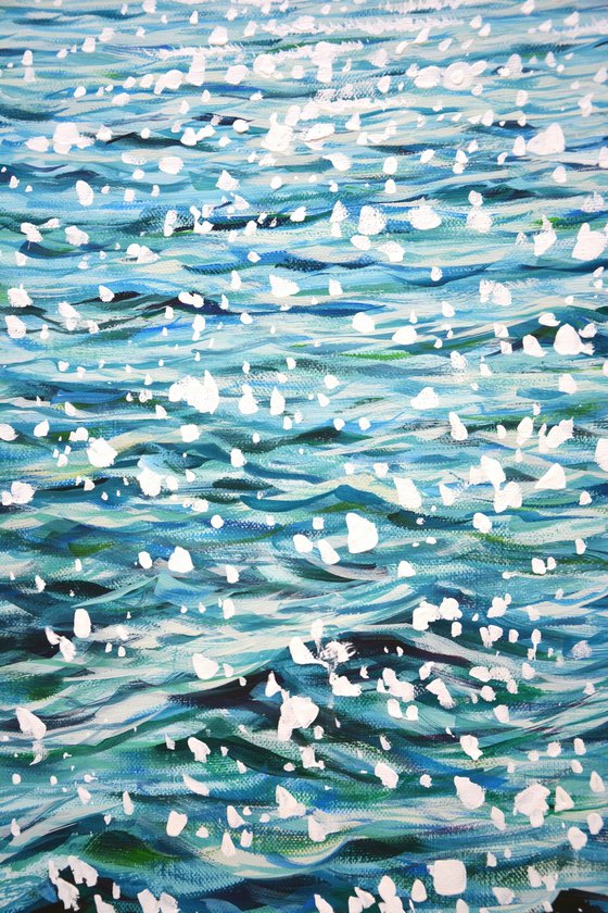 Glowing ocean waves.