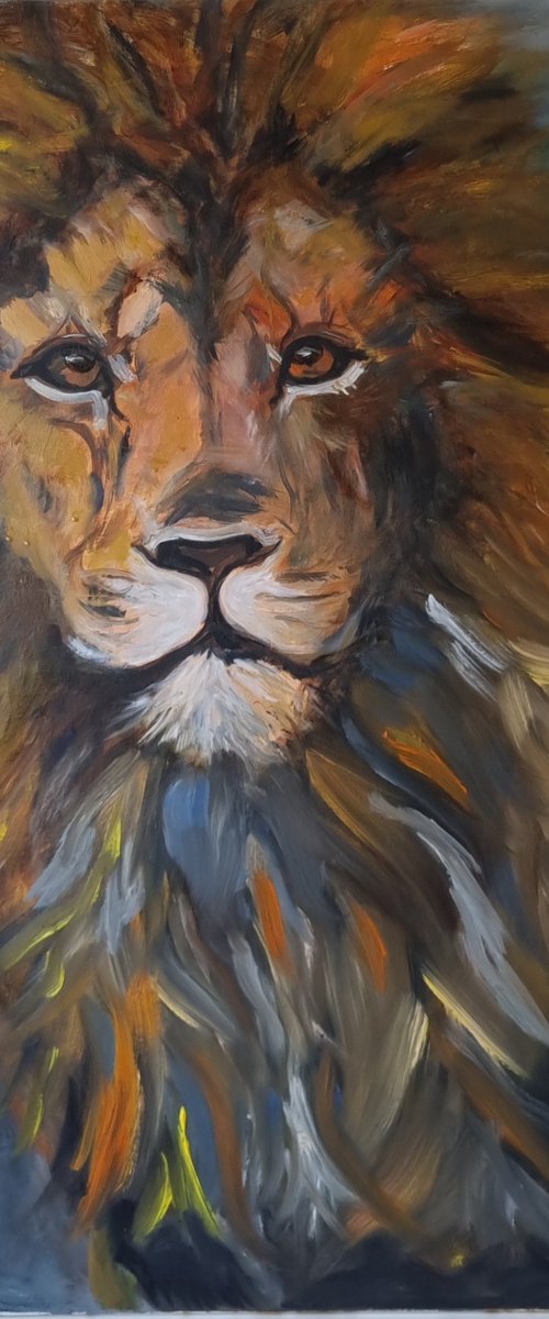 I'll protect u, lion painting by Inara Axelsson