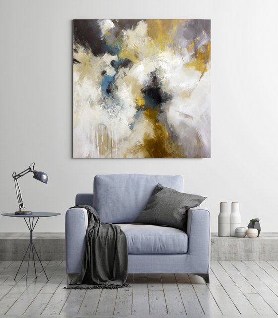 "Flight of fancy" Gray rust abstract art