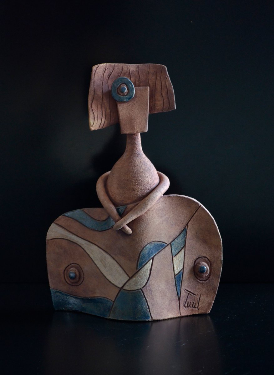 Expressive Portrait Clay Sculpture By Isabel Robledo, 8 X 11, Menina, Original Artwork