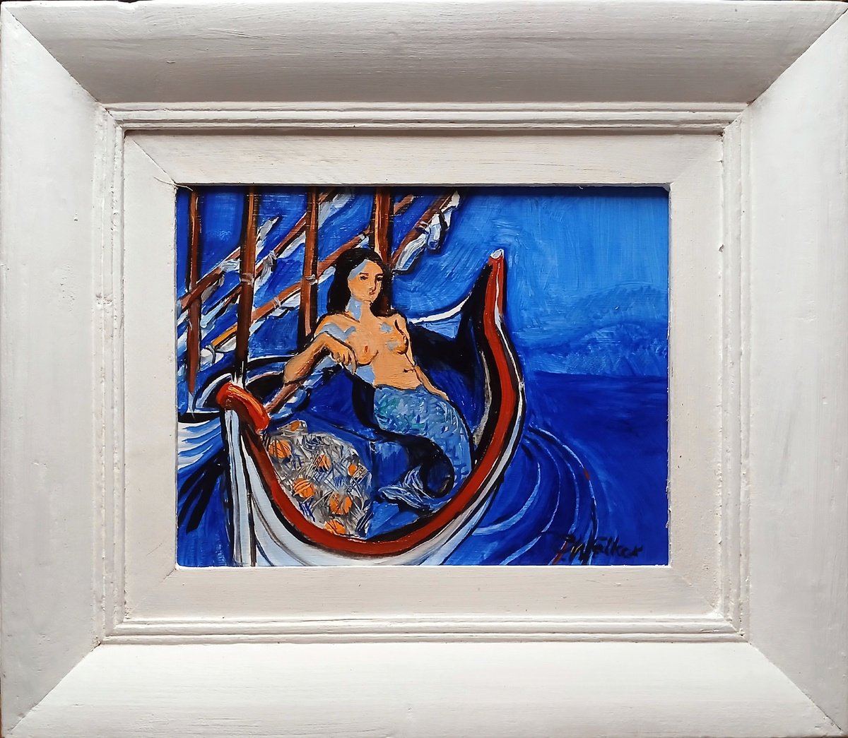 Portrait Oil Painting By Chris Walker, 10 X 8, Provencal Mermaid, Original Artwork