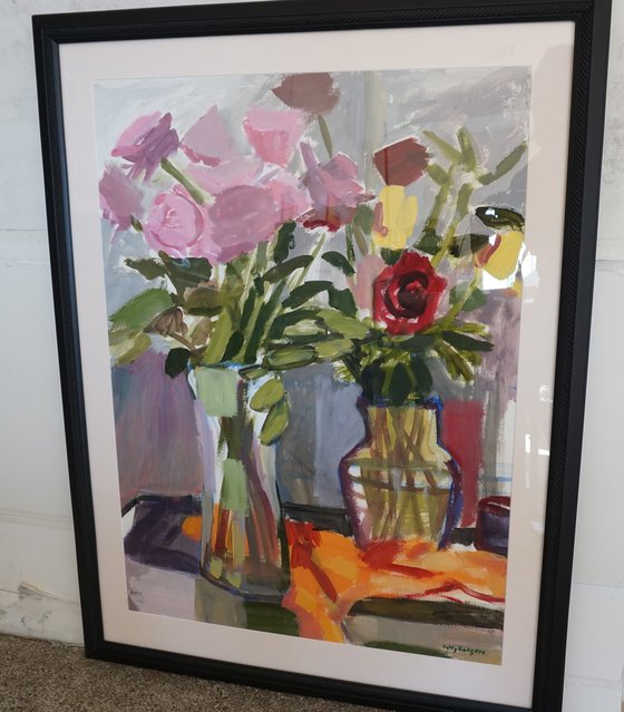 Glass Vases with Roses