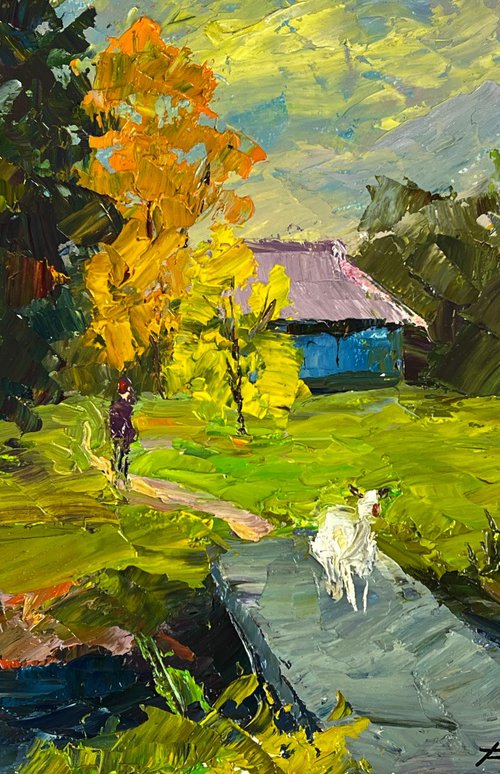 A Village among the Autumn Forest by Boris Serdyuk
