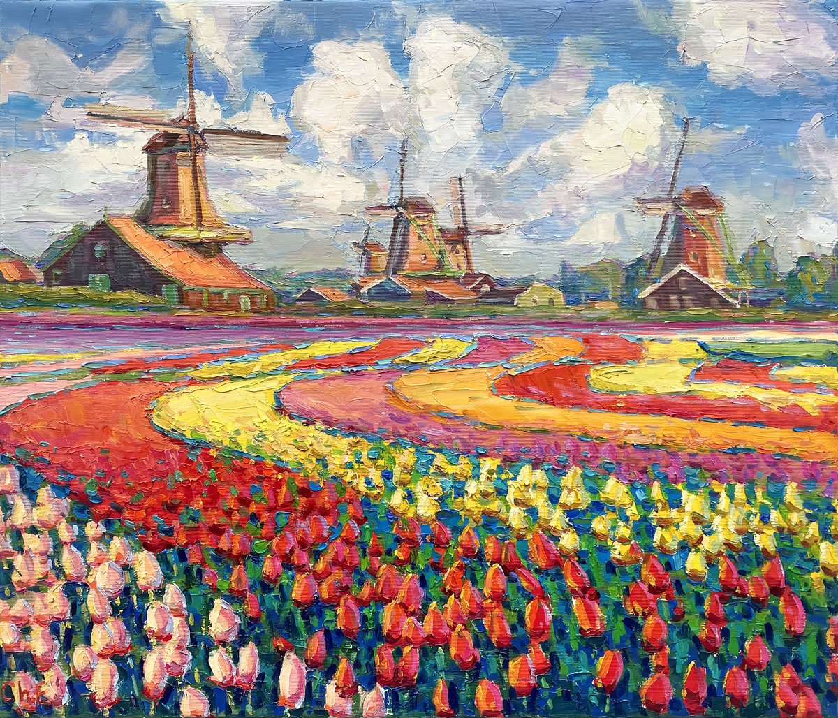 Field With Tulips By Evgeny Chernyakovsky, 25 X 22, Artwork For Sale On Artfinder
