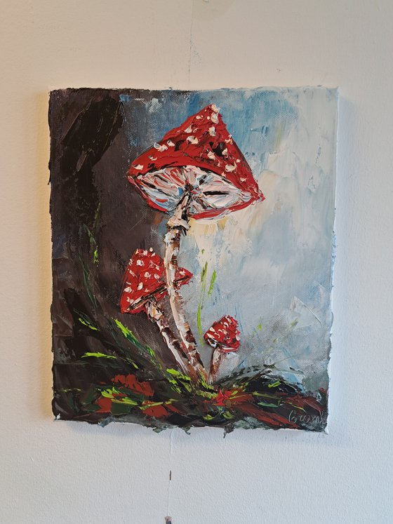 Fly agarics. Red mushrooms