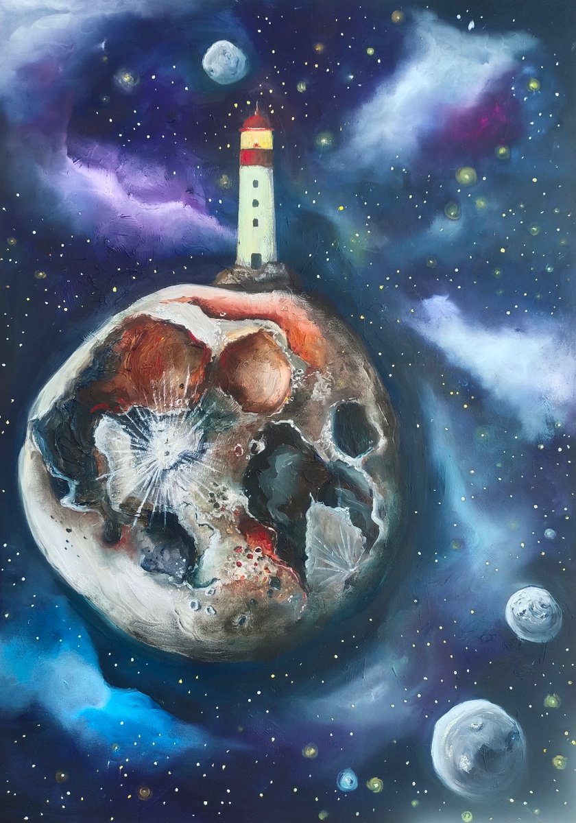 Surrealistic Landscape Watercolour By Evgenia Smirnova, 20 X 28, In The Space, Original Artwork