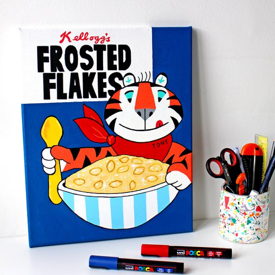 Frosties Vintage Breakfast Cereal Box - Pop Art Painting on Canvas