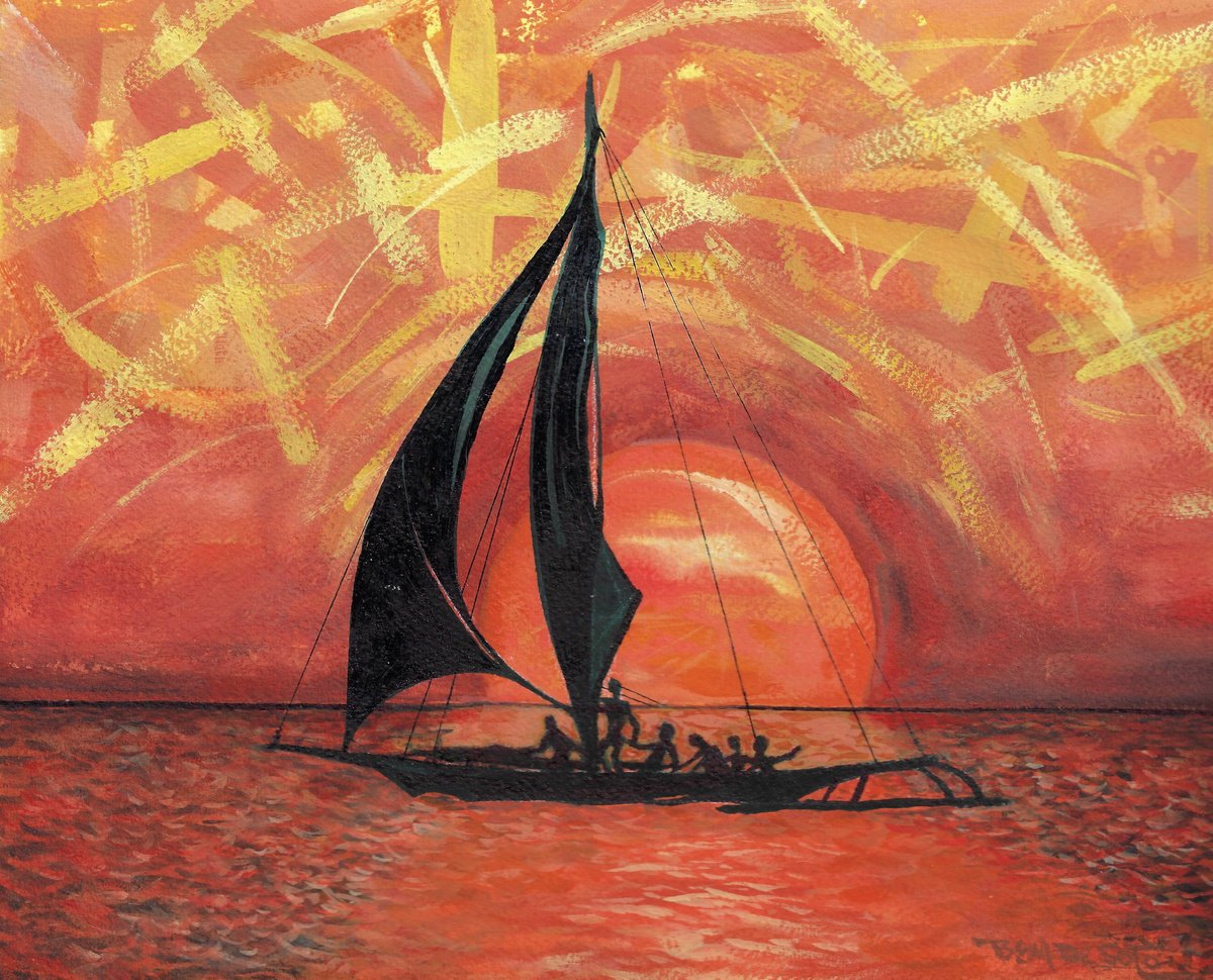 Landscape Watercolour By Ben De Soto, 12 X 9, Sunset, Original Artwork