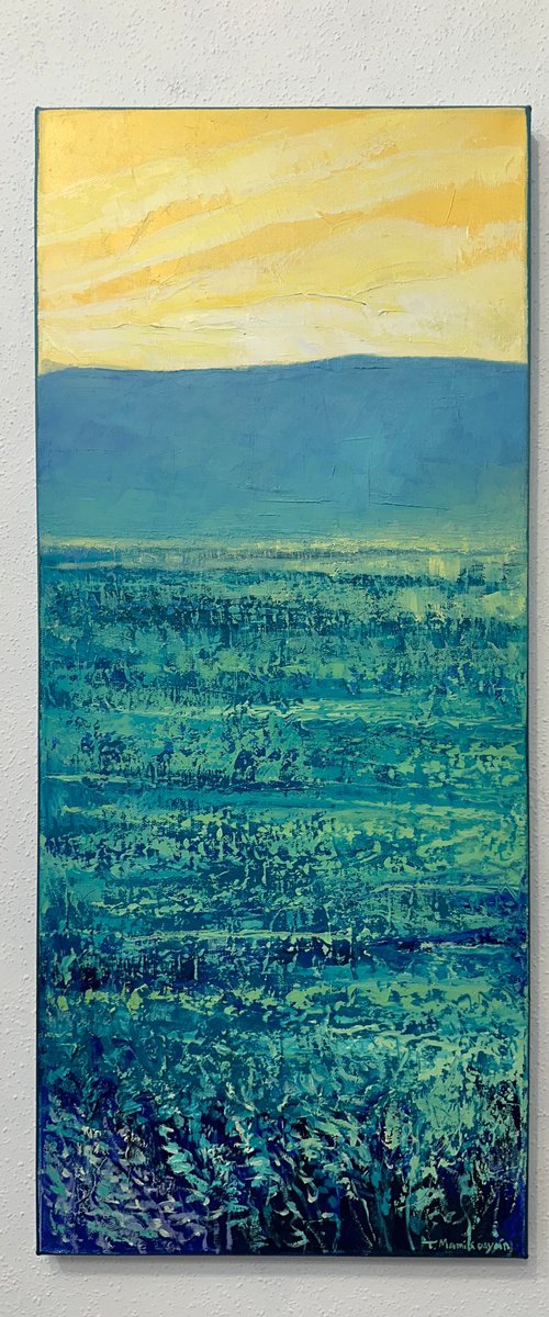 Field at Sunrise B26 30x70cm by Tigran Mamikonyan