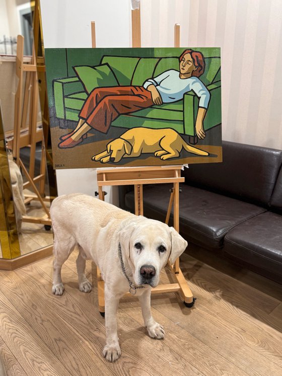 Woman and Dog After Work
