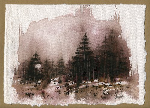 Places XVI - Watercolor Pine Forest by ieva Janu