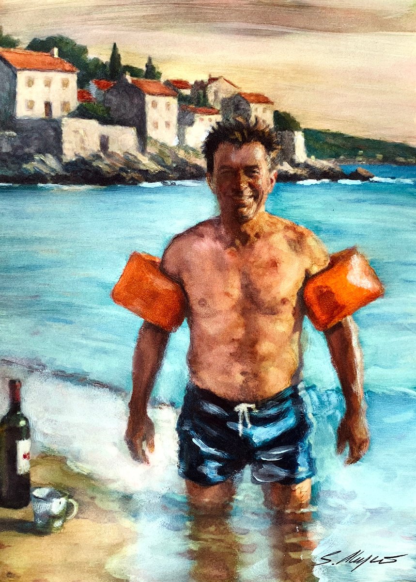 Impressionistic Portrait Painting By Sinisa Alujevic, 12 X 17", Toni, 41, Original Artwork