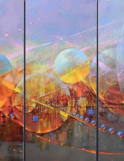 "Sphere of influence" Triptych art - 2022 by Yurii Novikov