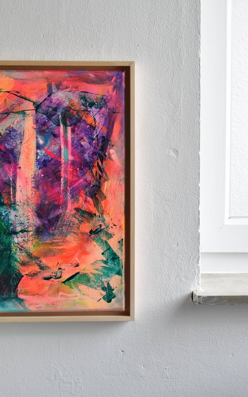 Spell / Small Orange Pink Green Framed Artwork (2022) by Sebastian Merk