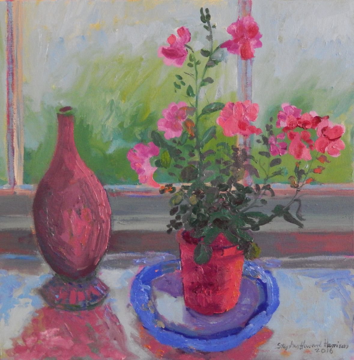 Petunias On The Windowsill by Stephen Howard Harrison