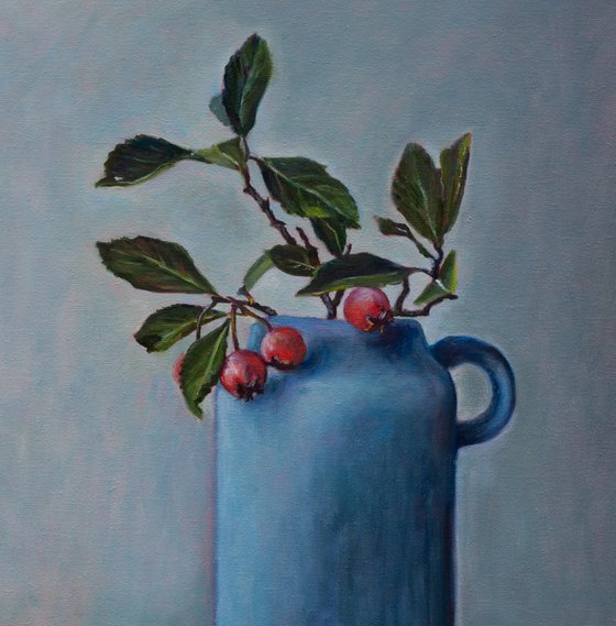 Blue Vase And Berries