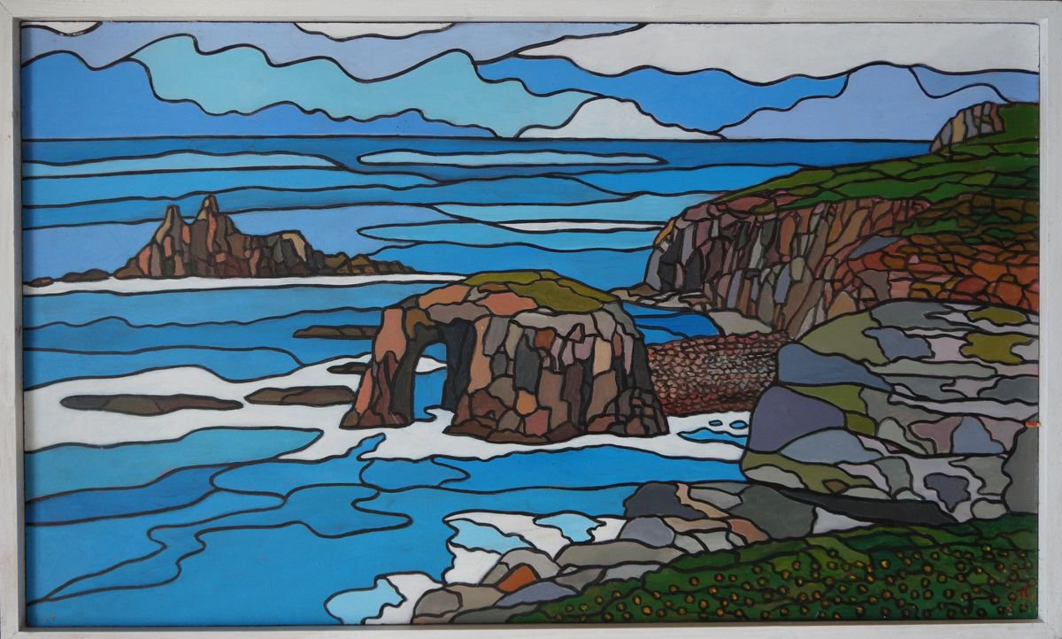 Landscape Acrylic Painting By Tim Treagust, 28 X 17", The Enys Dodman, Lands End., Original Artwork