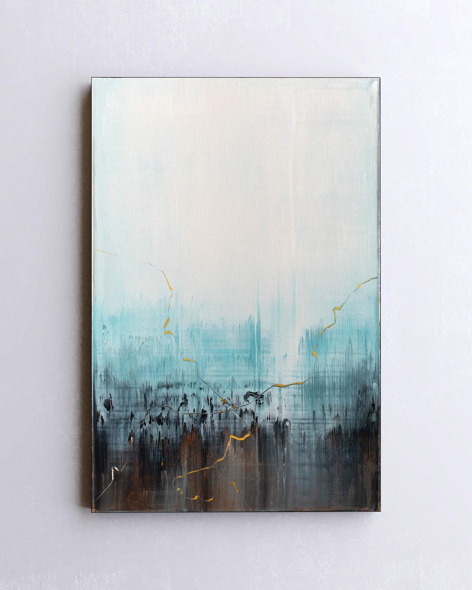 Organic Abstract Acrylic Painting By Nemanja Nikolic, 20 X 30", A Moment Before, Original Artwork