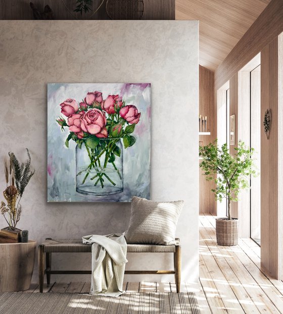 Pink roses in a vase