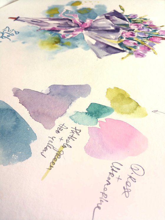 Watercolor sketch "Spring Rains" - series "Artist's Diary"