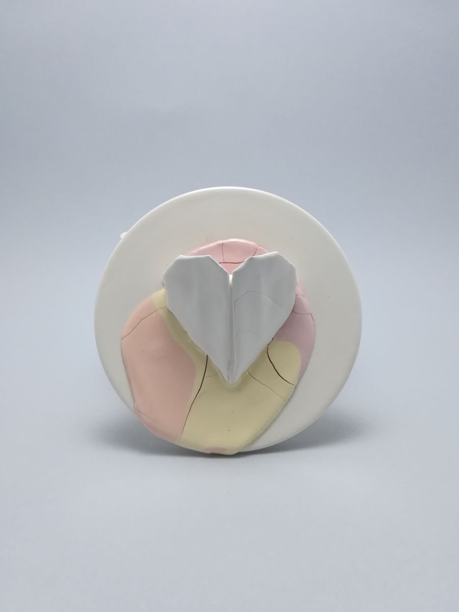 Portrait Clay Sculpture By Zlatina Krusteva, 5 X 6", "Heart Ii", Original Artwork