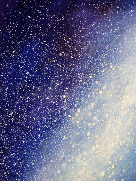 Milky Way, Landscape painting of on canvas, Milky way oil painting, Night sky, realism, night sky, starry sky oil
