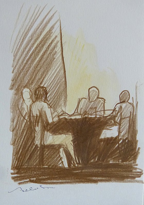 People at the table 2, 21x15 cm