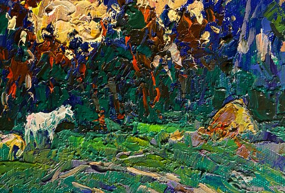 Yellow sunset behind tree