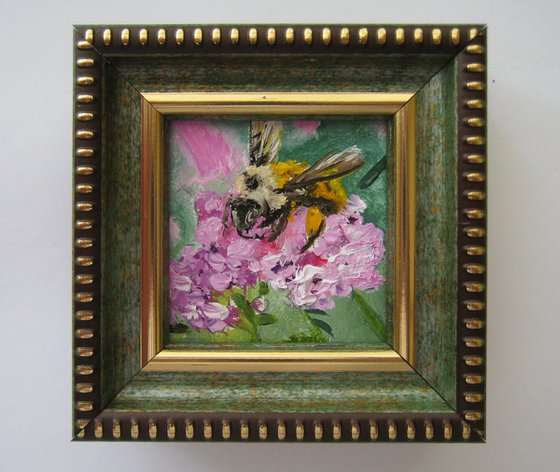 Bee on Pink Flowers