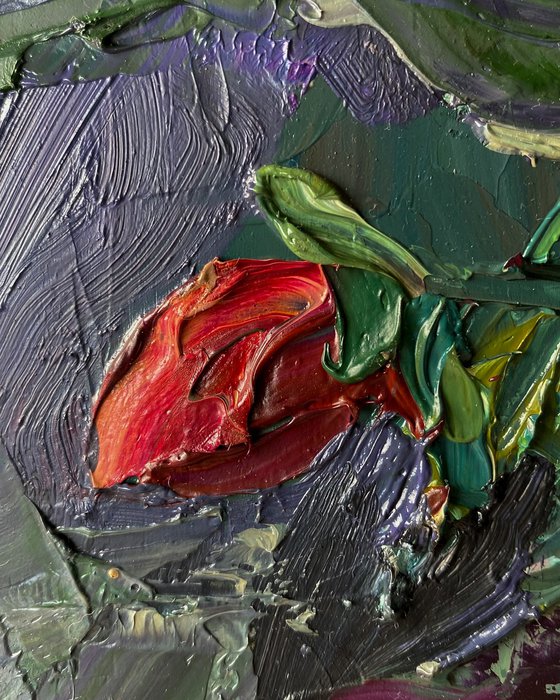 Red Roses Textured Painting
