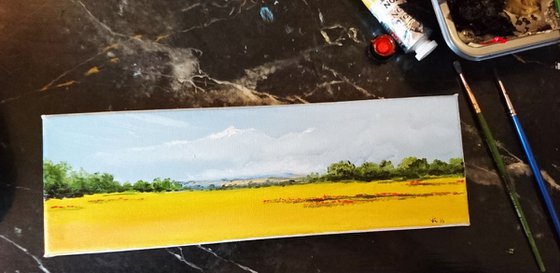 yellow fields original oil 10x30cm