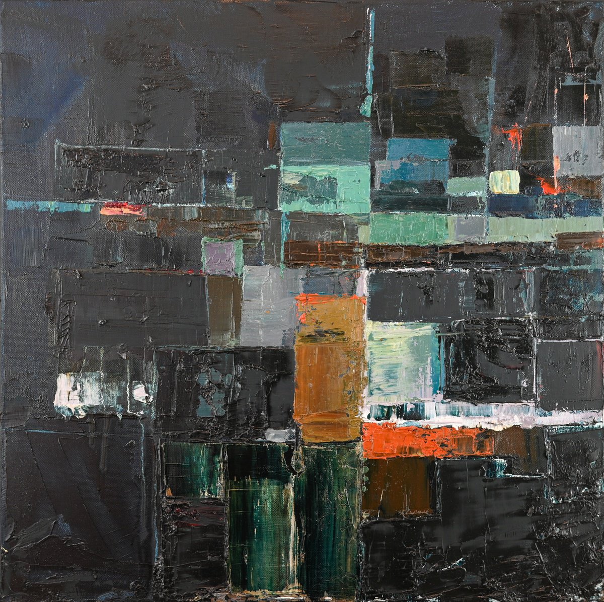 Abstract Oil Painting By Niki Hare, 20 X 20", Half Light, Original Artwork