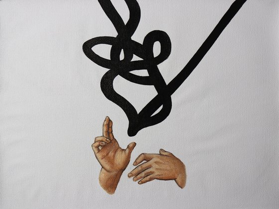 "PRAYER" - OIL PAINTING, CALLIGRAPHY, HANDS, ILLUSTRATION