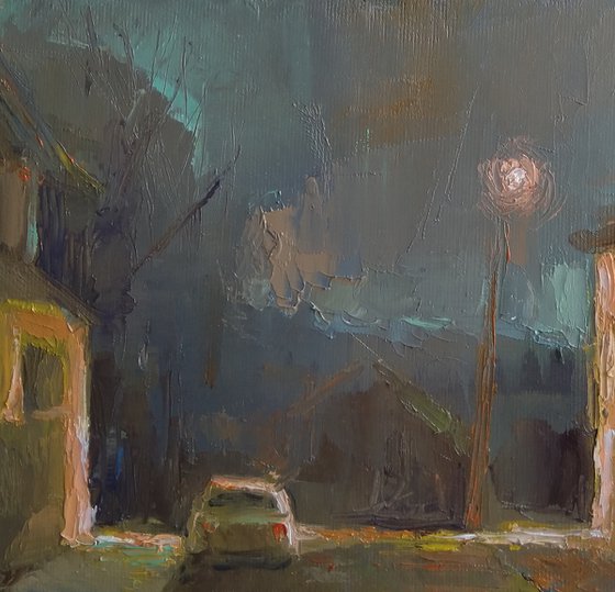 Nightfall (23x30cm, oil painting, ready to hang)