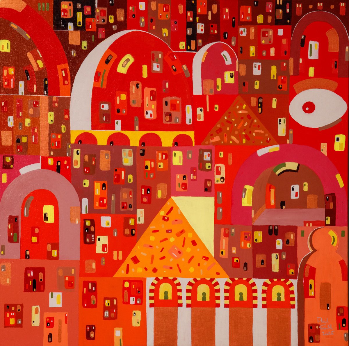 Organic Abstract Acrylic Painting By Phil Smith, 28 X 28", Moroccan Medina 4, Original Artwork