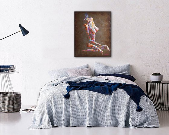 Painting Expectation. naked woman figure