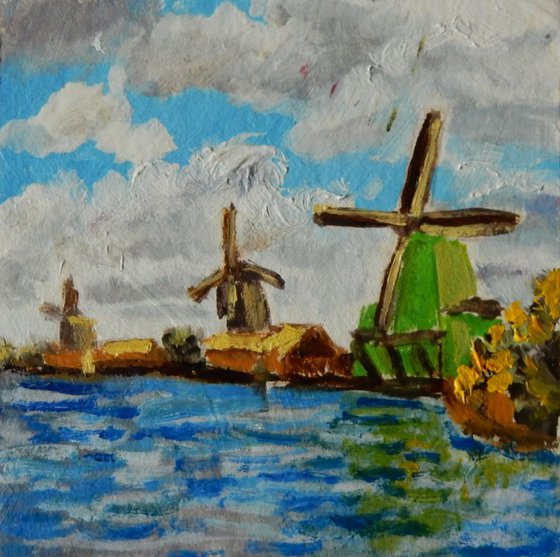 Wind mills (5) in Zaanse Schance. Holland.