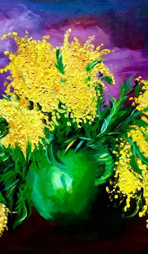 Mimosas in vase by Olga Koval