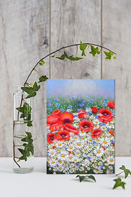 Poppies and daisies.