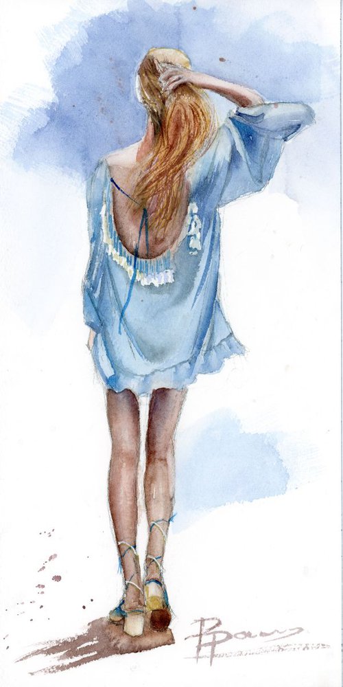 Girl in blue by Olga Shefranov (Tchefranov)
