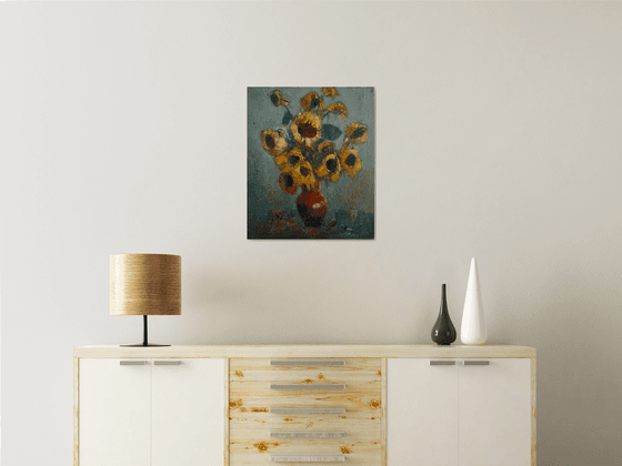 Sunflowers  50x60cm, oil painting, palette knife