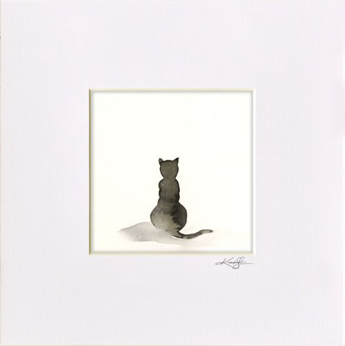 I Love Cats 2 - Contemplating Cat Watercolor by Kathy Morton Stanion by Kathy Morton Stanion