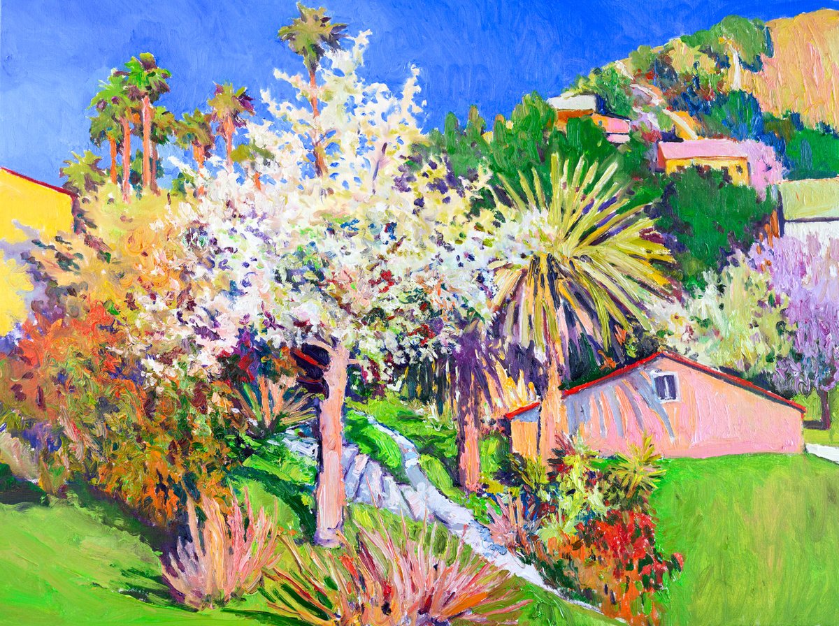 Expressive Landscape Oil Painting By Suren Nersisyan, 40 X 30", Landsape, California Spring, Original Artwork