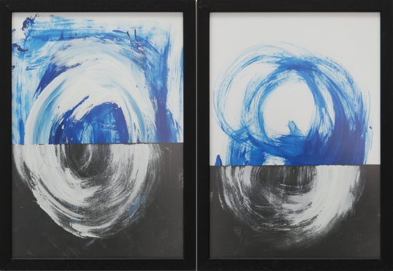 Diptych - Art on Paper - Incl Frame - Dreamwave Black - 25J