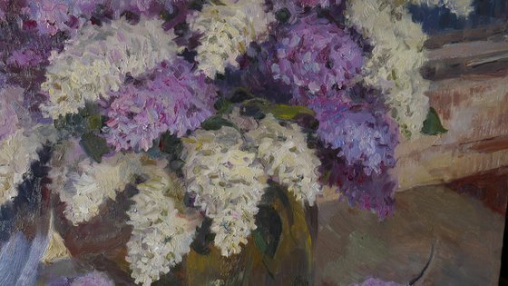 The Night Lilacs - Lilac painting