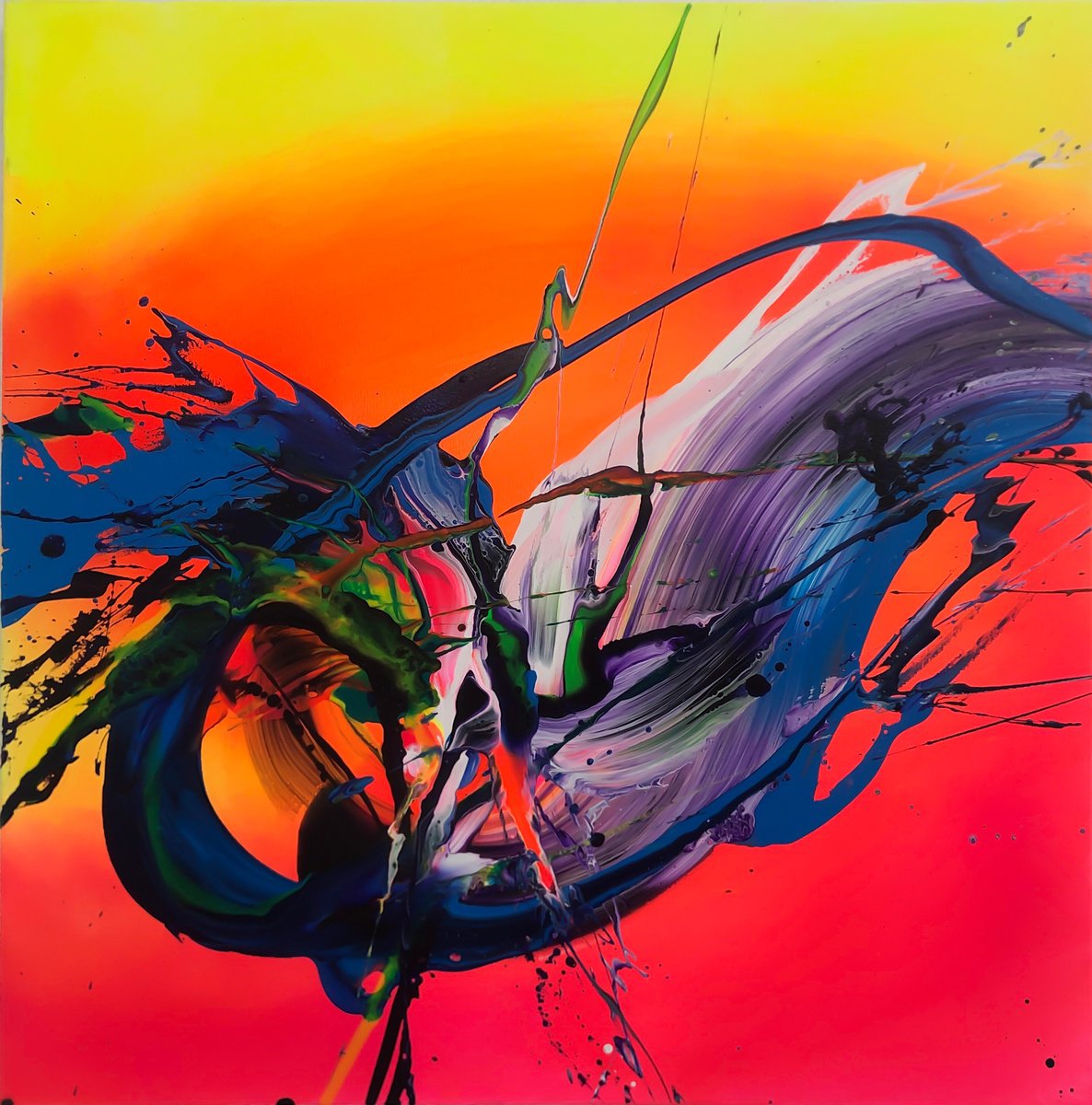 Abstract Acrylic Painting By Viacheslav Zaykin, 31 X 31", Wave., Original Artwork