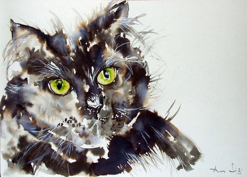 My Black Cat with green eyes by Anna Sidi-Yacoub